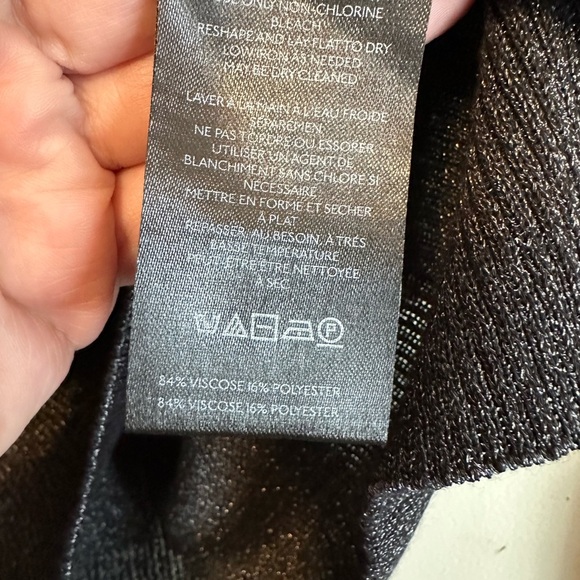 Anthropologie NWT Twofer Black Metallic Shimmer V Neck Pullover Sweater Medium‎ - Picture 5 of 7